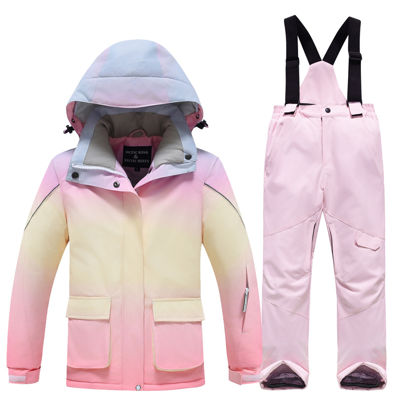 Kids Outdoor Jacket - Winter Hooded Jacket Pants Girls Snow
