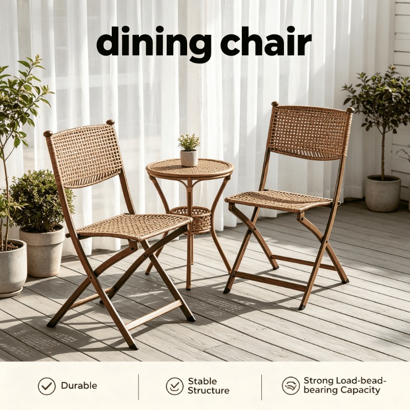 Kids Outdoor Folding Chair - Portable Folding Rattan Dining Chair Stool
