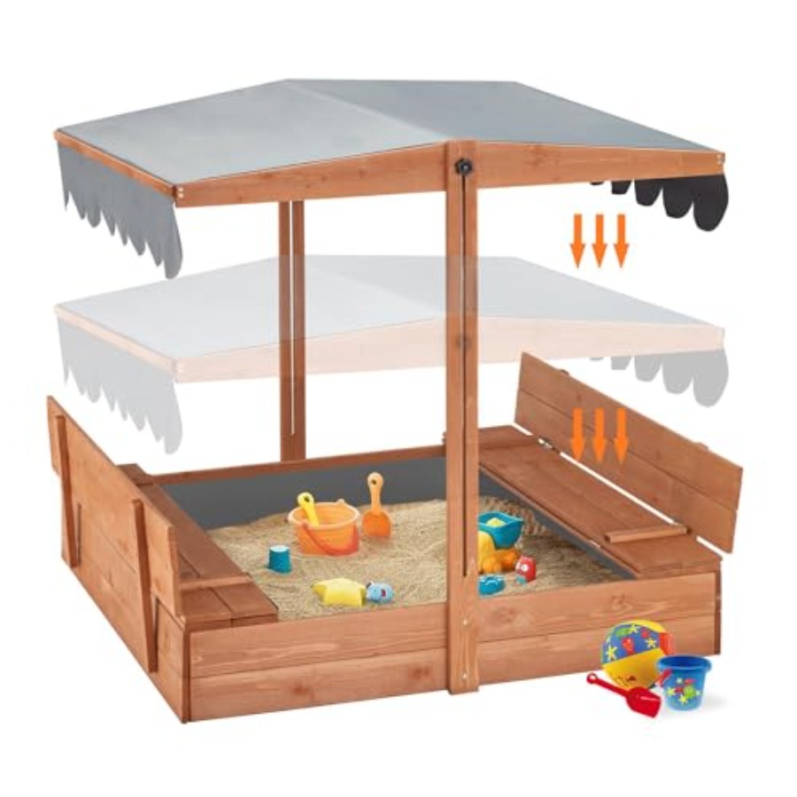 Kids Outdoor Sandbox - Outdoor wooden sandbox with lid for