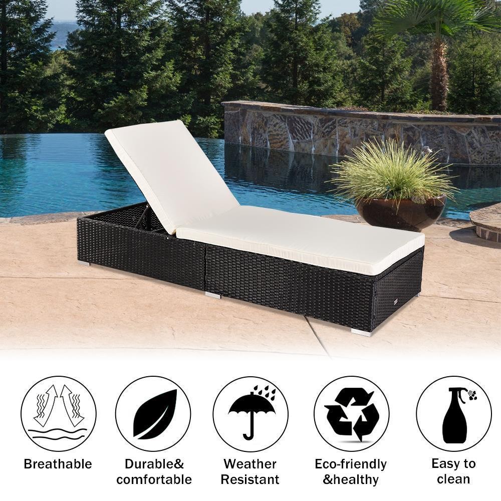 Kids Outdoor Lounger Chair - Outdoor Patio Wicker Rattan Sunloungers Recliner