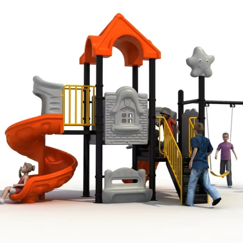 Kids Outdoor Swing And Slide - Outdoor Steel Plastic Swing Set with