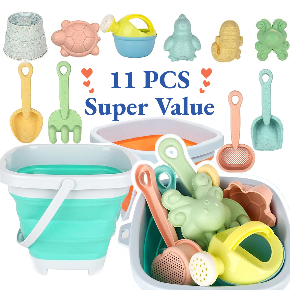 Kids Outdoor Sandbox - 11Pcs Beach Toys Set Gift Package
