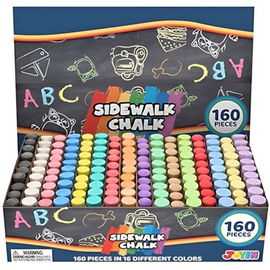 Chalk Outdoor Jumbo - 160 PCS Sidewalk Chalks Set-16 Colors