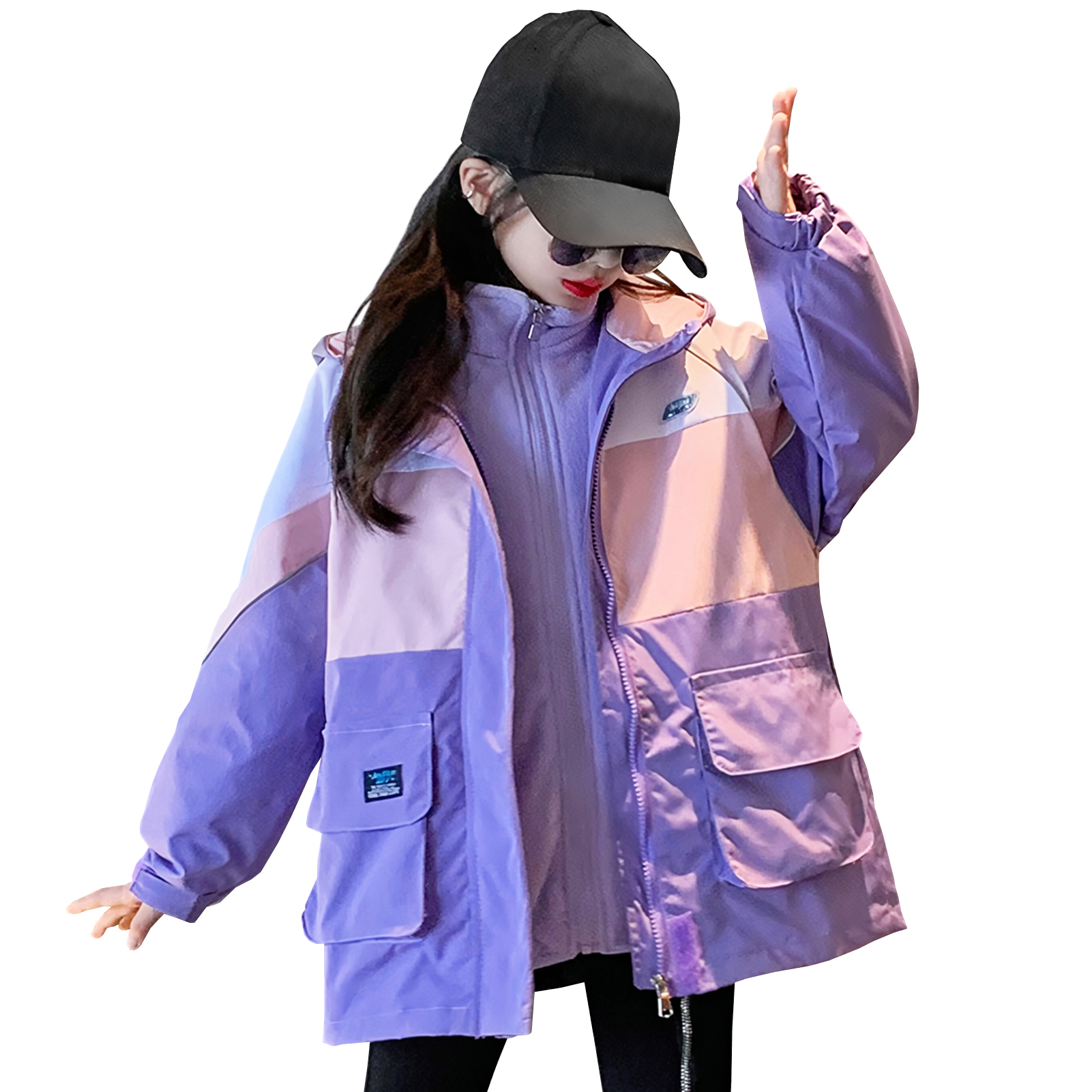 Kids Outdoor Jacket - Girls Jacket with Hood,Loose 2-Piece Fleece