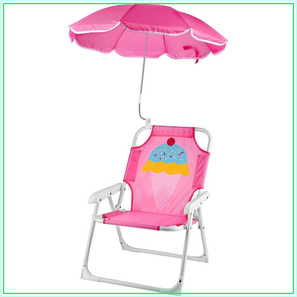 Kids Outdoor Lawn Chair - Kids Beach Chair with Umbrella Folding