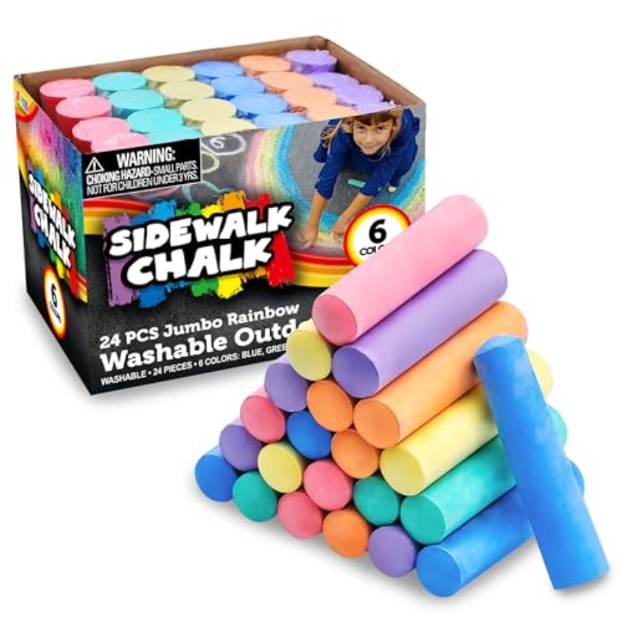 Chalk Outdoor Jumbo - 24 PCS Washable Sidewalk Chalks Set