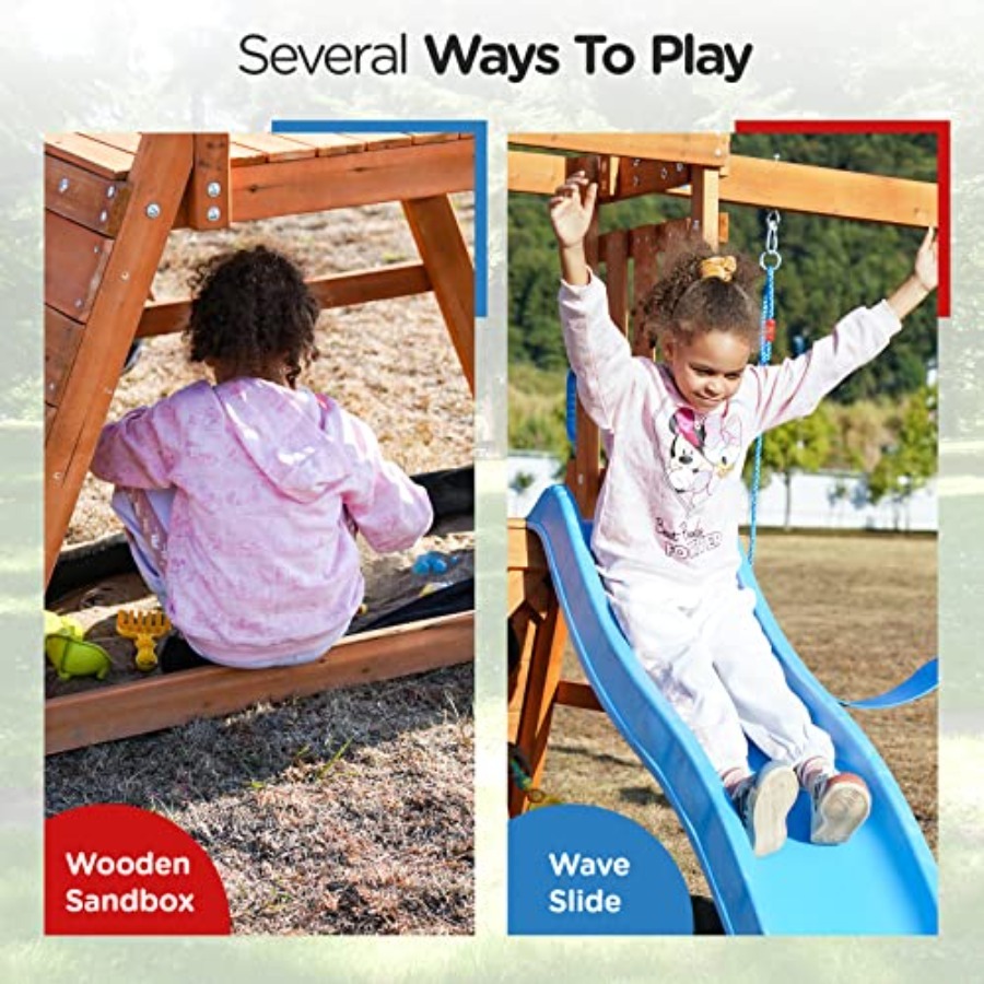 Playground Wooden Swing Sets f - Kids Outdoor Swing And Slide 리뷰 및 가격