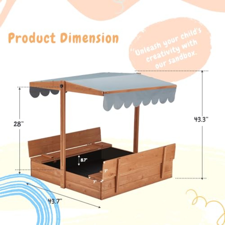Outdoor wooden sandbox with li - Kids Outdoor Sandbox 리뷰 및 가격