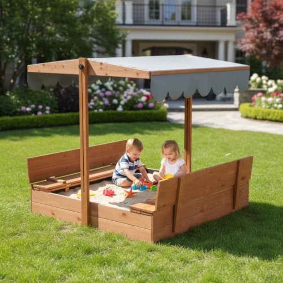 Outdoor wooden sandbox with li - Kids Outdoor Sandbox 리뷰 및 가격