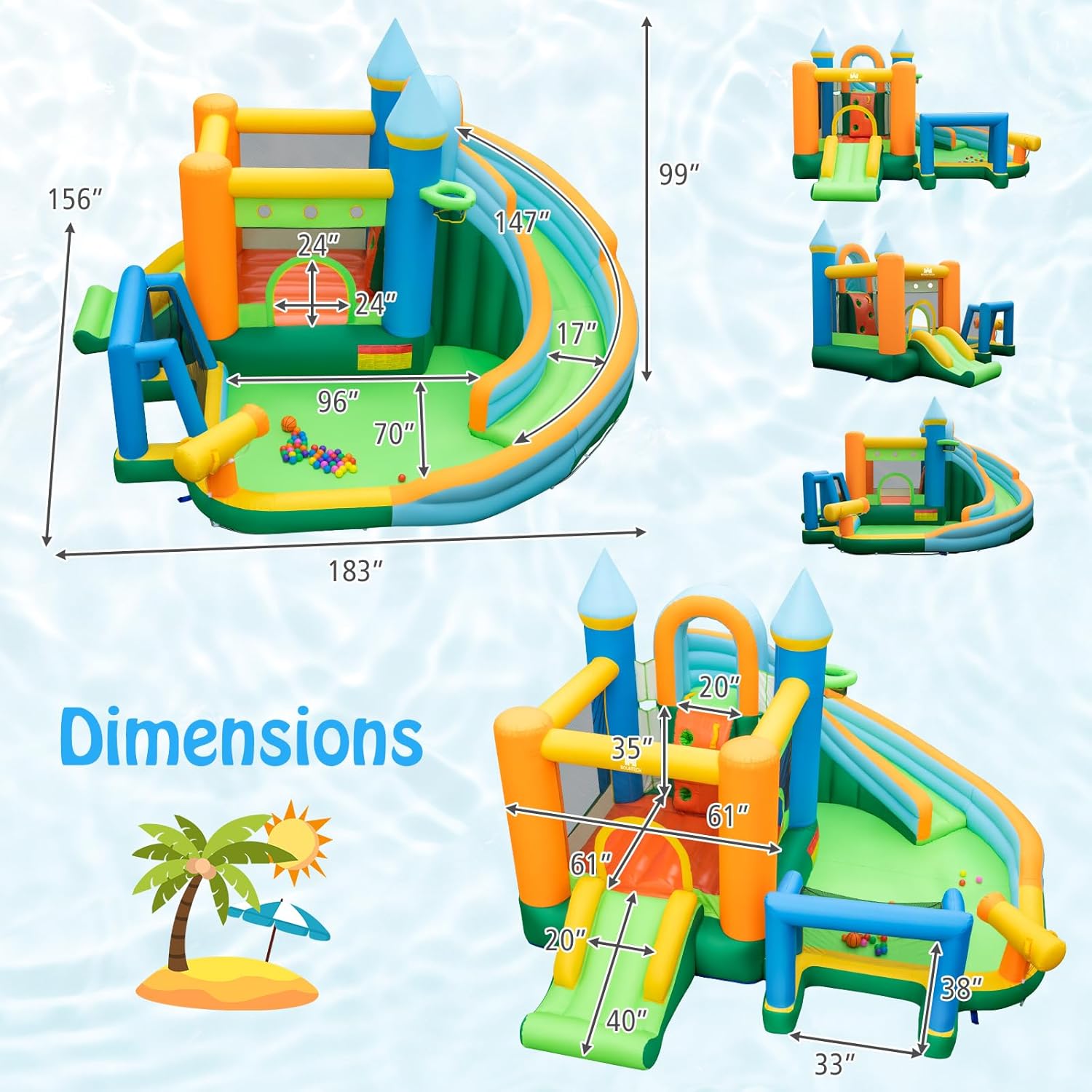 9-in-1 Inflatable Water Slide  - Kids Outdoor Ball 리뷰 및 가격