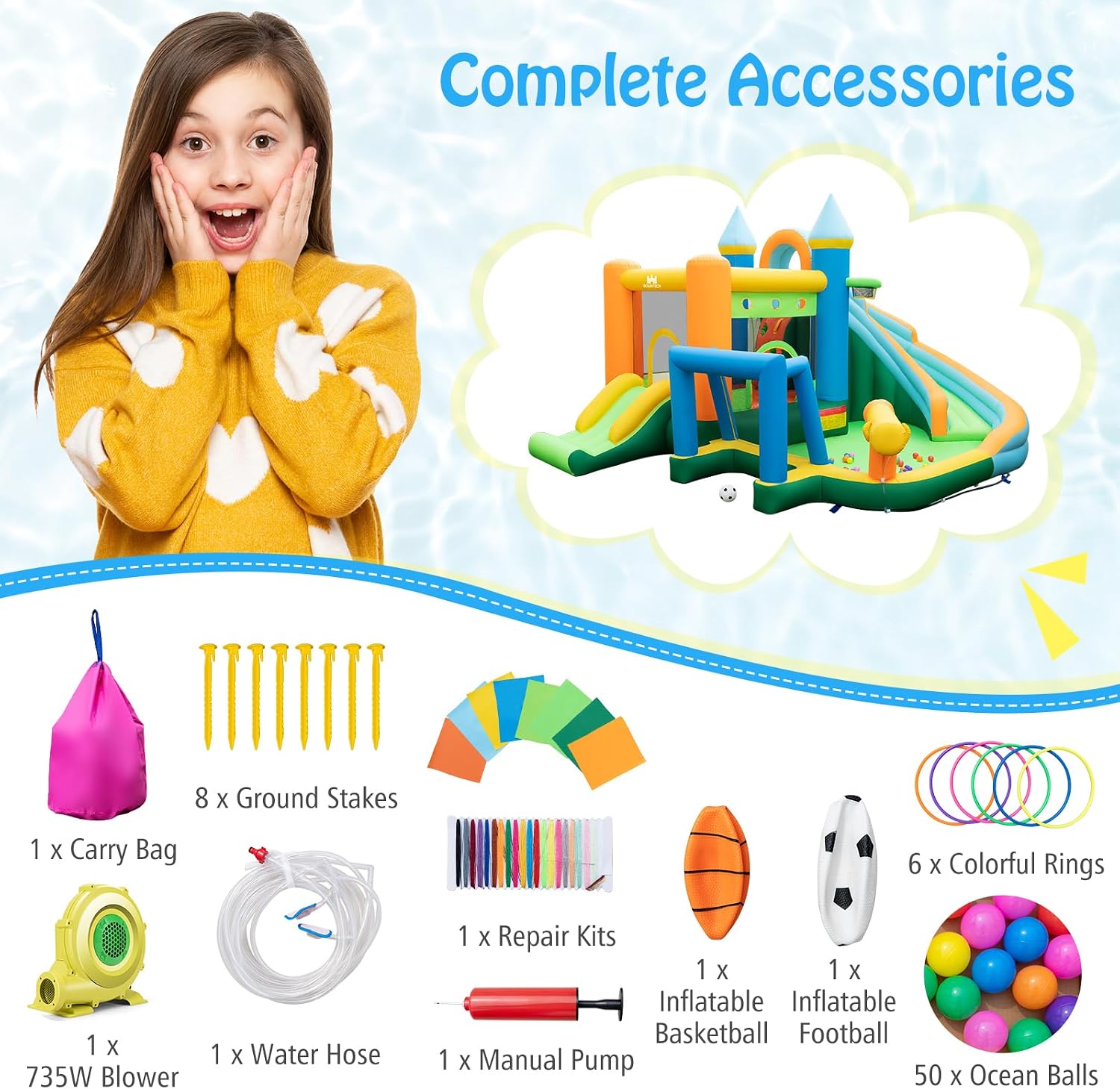 9-in-1 Inflatable Water Slide  - Kids Outdoor Ball 리뷰 및 가격