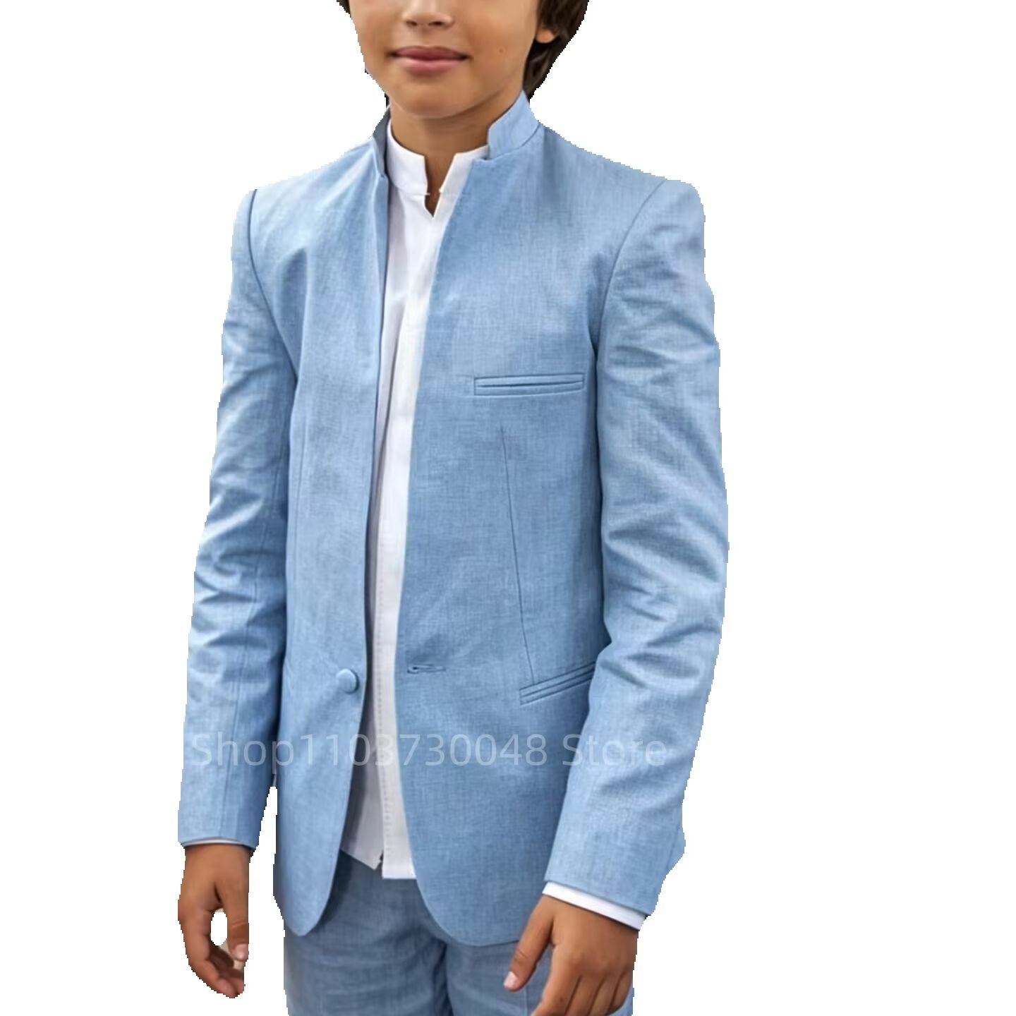 Blue/Beige Linen 2-Piece Boys  - Kids Outdoor Jacket 리뷰 및 가격