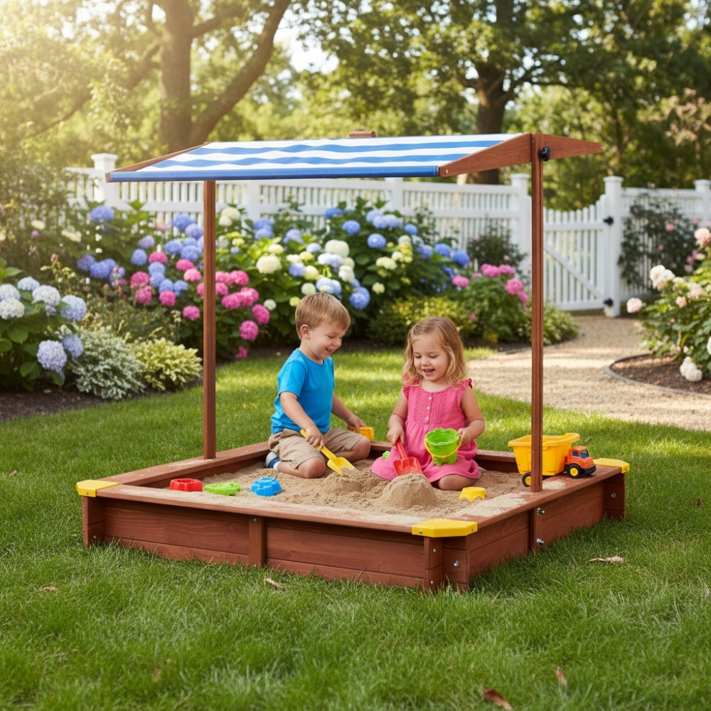 Wooden Kids Picnic Table, Sand - Kids Outdoor Sandbox 리뷰 및 가격