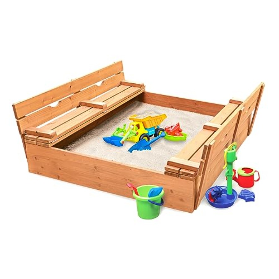 Outdoor wooden sandbox with li - Kids Outdoor Sandbox 리뷰 및 가격