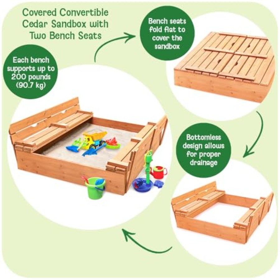 Outdoor wooden sandbox with li - Kids Outdoor Sandbox 리뷰 및 가격