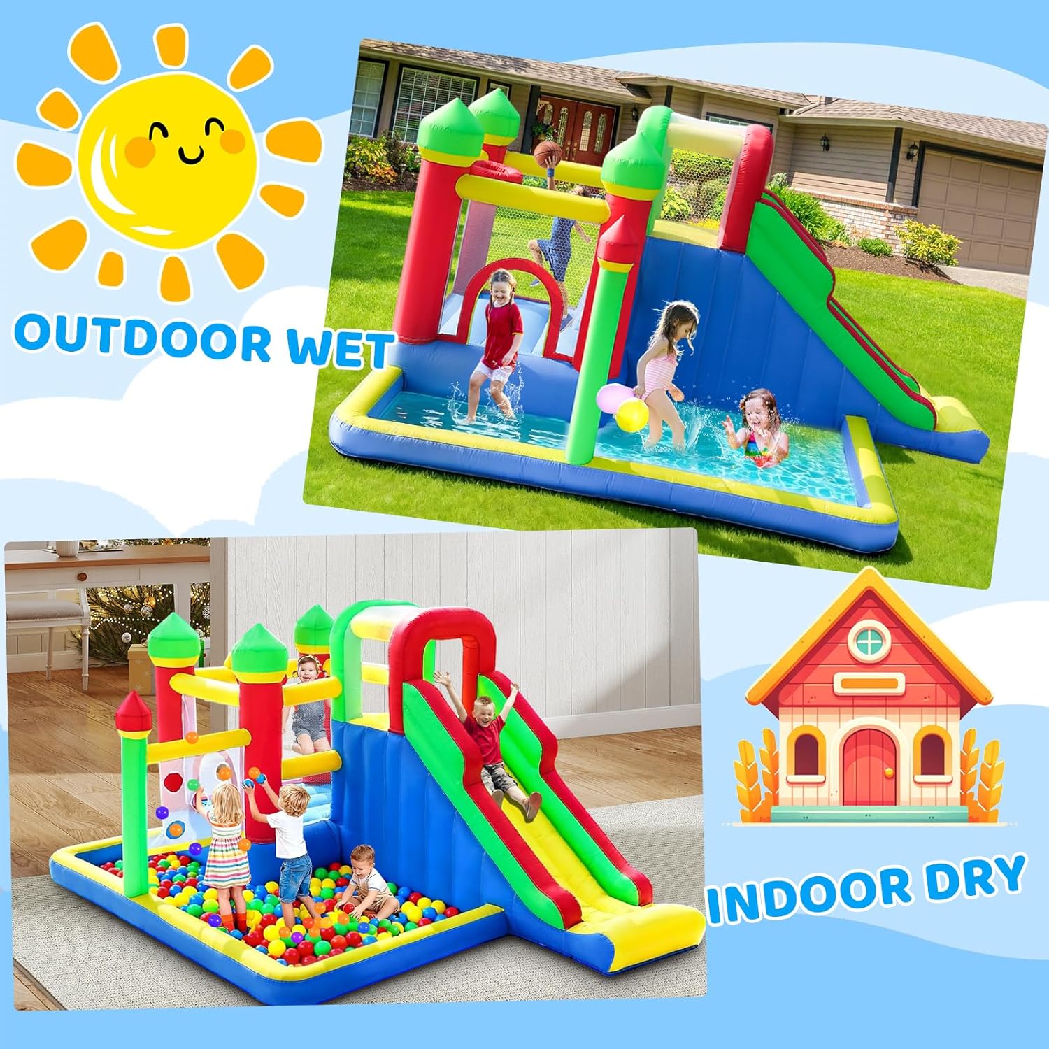 Kids Inflatable Bouncy Castle  - Kids Outdoor Ball 리뷰 및 가격