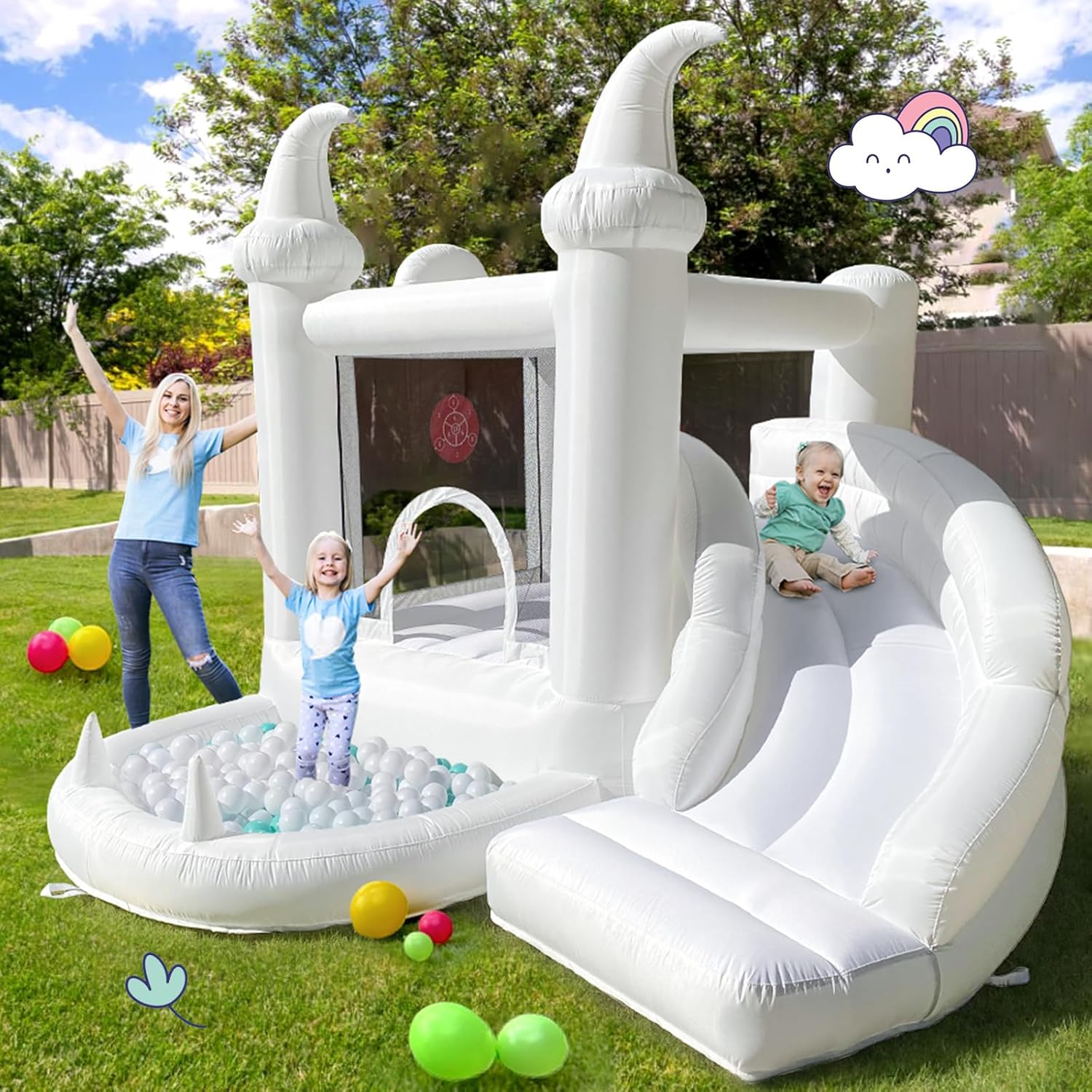 White Inflatable Bouncy Castle - Kids Outdoor Ball 리뷰 및 가격
