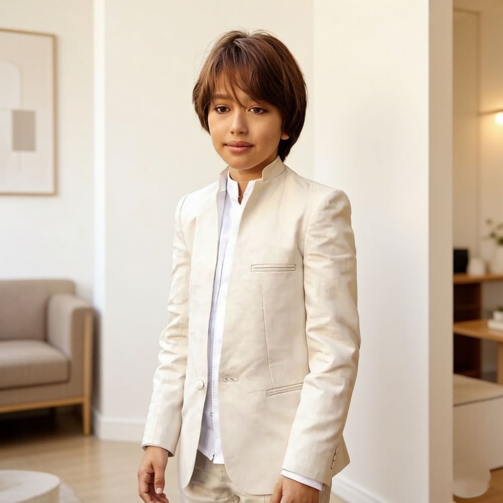 Beige Boys Suit Set 2 Pieces w - Kids Outdoor Jacket 리뷰 및 가격