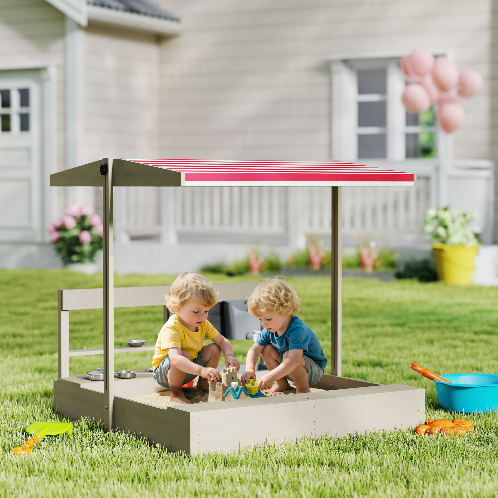 Outsunny Kids Sandbox with Hei - Kids Outdoor Sandbox 리뷰 및 가격